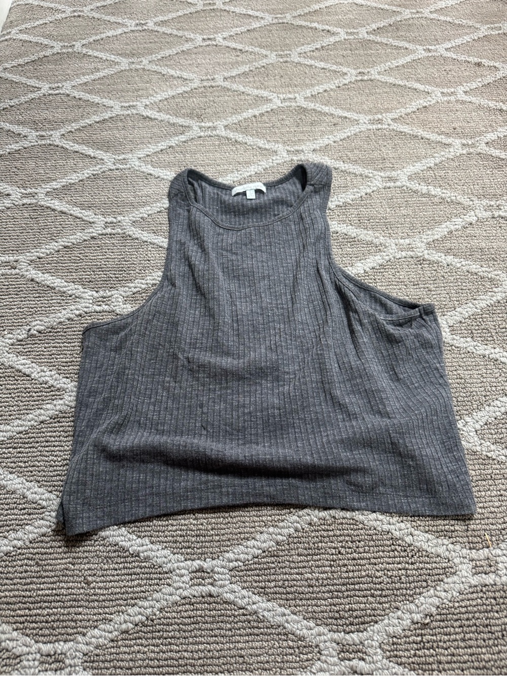 Charlotte Russe Gray Ribbed Cropped Tank Top